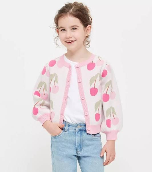 Jacquard Knit Cherry Cardigan