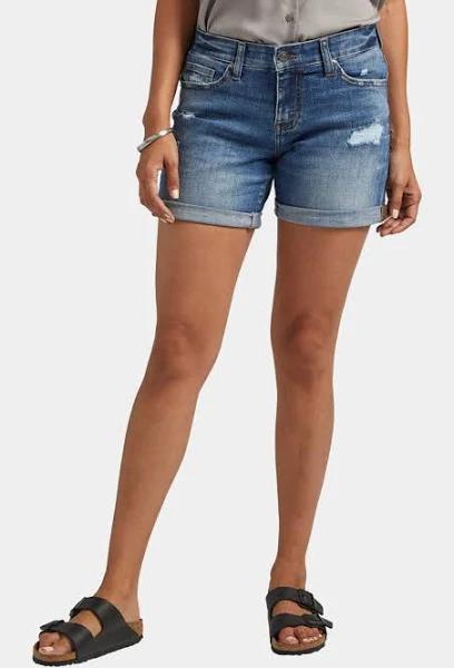 JAG JEANS Alex Distressed Boyfriend Denim Shorts Atlantic Blue