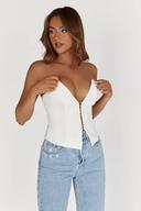 Janayia Pointed Corset Top | White