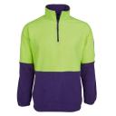 JB's Wear - Hi Vis 1/2 Zip Polar Fleece - 6HVPF-Lime / Purple-4XL