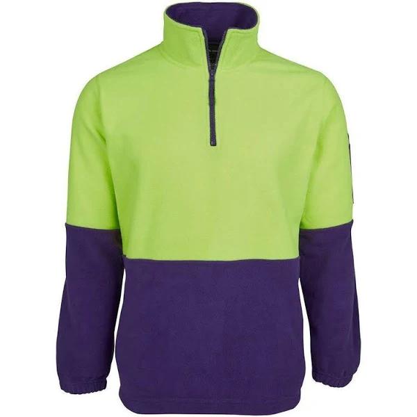 JB's Wear - Hi Vis 1/2 Zip Polar Fleece - 6HVPF-Lime / Purple-4XL