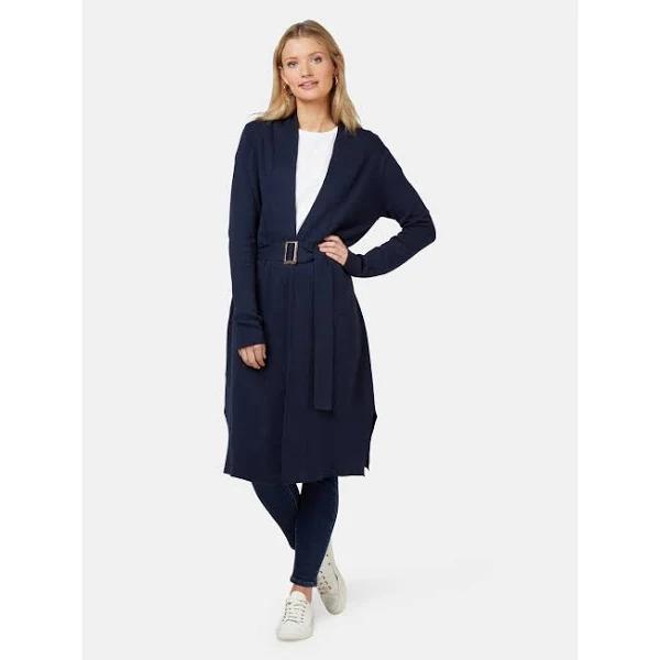 Jeanswest Womens Karina Belted Longline Coatigan Navy - XS - AfterPay & zipPay Available