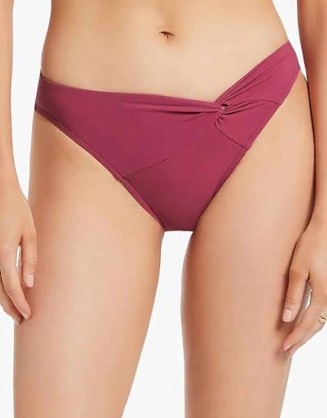 Jets Jetset Twist Front Bikini Bottom , Orchid , Size 14