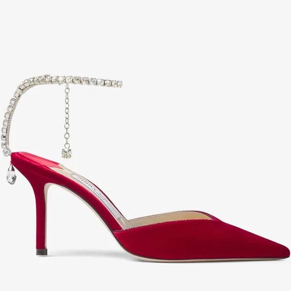 Jimmy Choo Saeda 85 Velvet Pumps - Red - 36,5