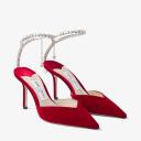 Jimmy Choo Saeda 85 Velvet Pumps - Red - 37