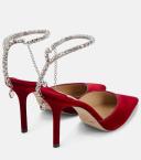 Jimmy Choo Saeda 85 Velvet Pumps - Red - 39