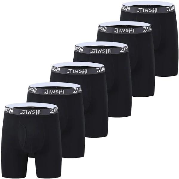 JINSHI Men's Underwear Comfort Soft Bamboo Long Boxer Briefs