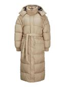 Jjxx Longline Puffer Coat With Tie Waist in beige-Neutral