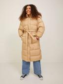 Jjxx Longline Puffer Coat With Tie Waist in beige-Neutral