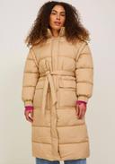Jjxx Longline Puffer Coat With Tie Waist in beige-Neutral