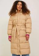 Jjxx Longline Puffer Coat With Tie Waist in beige-Neutral