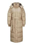 Jjxx Longline Puffer Coat With Tie Waist in beige-Neutral