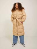 Jjxx Longline Puffer Coat With Tie Waist in beige-Neutral