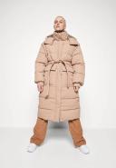 Jjxx Longline Puffer Coat With Tie Waist in beige-Neutral