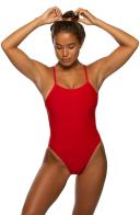 JOLYN Women's Brandon 2 Solid One Piece Swimsuit - Red | Polyester - Swimoutlet.com