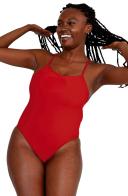 JOLYN Women's Brandon 2 Solid One Piece Swimsuit - Red | Polyester - Swimoutlet.com
