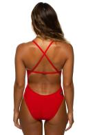 JOLYN Women's Brandon 2 Solid One Piece Swimsuit - Red | Polyester - Swimoutlet.com