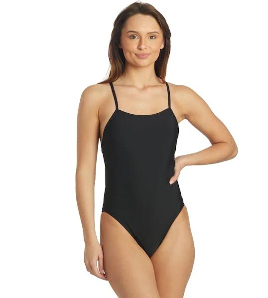 JOLYN Women's Jackson 4 Solid One Piece Swimsuit - Black | Polyester - Swimoutlet.com