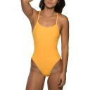 JOLYN Women's Jackson 4 Solid One Piece Swimsuit - Mango | Polyester - Swimoutlet.com