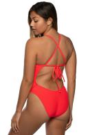 JOLYN Women's Jackson 4 Solid One Piece Swimsuit - Mango | Polyester - Swimoutlet.com
