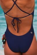 JOLYN Women's Jackson 4 Solid One Piece Swimsuit - Navy | Polyester - Swimoutlet.com