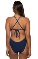 JOLYN Women's Jackson 4 Solid One Piece Swimsuit - Navy | Polyester - Swimoutlet.com
