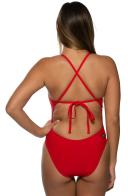 JOLYN Women's Jackson 4 Solid One Piece Swimsuit - Red | Polyester - Swimoutlet.com