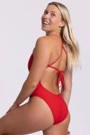 JOLYN Women's Jackson 4 Solid One Piece Swimsuit - Red | Polyester - Swimoutlet.com