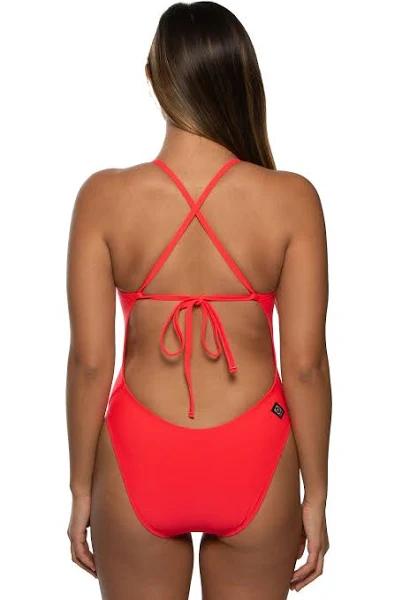 JOLYN Women's Jackson 4 Solid One Piece Swimsuit - Strawberry | Polyester - Swimoutlet.com