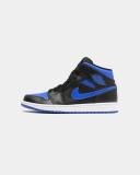 Jordan 1 Mid Black/Hyper Royal Men's Shoes, Grey, Size: 14