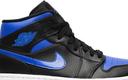 Jordan 1 Mid Black/Hyper Royal Men's Shoes, Grey, Size: 14