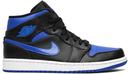 Jordan 1 Mid Black/Hyper Royal Men's Shoes, Grey, Size: 14