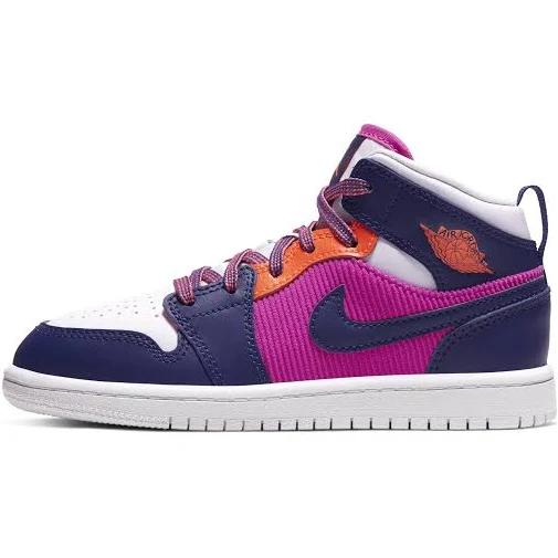 Jordan 1 Mid Pink/Purple Preschool Girls' Shoes, Size: 2