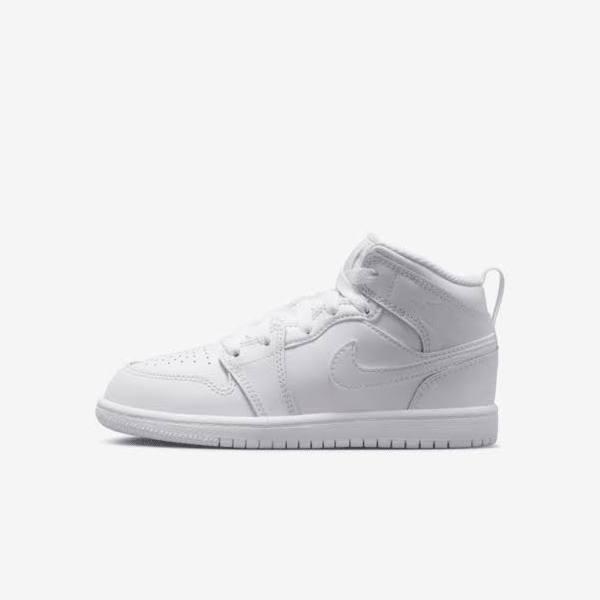 Jordan 1 Mid Younger Kids' Shoe - 1 - White