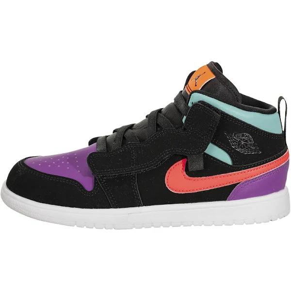 Jordan Boys AJ 1 Mid Alt - Basketball Shoes Black/Total Orange/Aurora Green Size 01.0