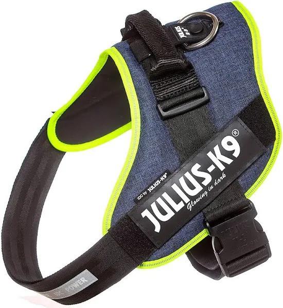 Julius-K9 16IDC-FARNE-1 IDC Powerharness, Dog Harness, Size 1, Jeans with Neon Edge
