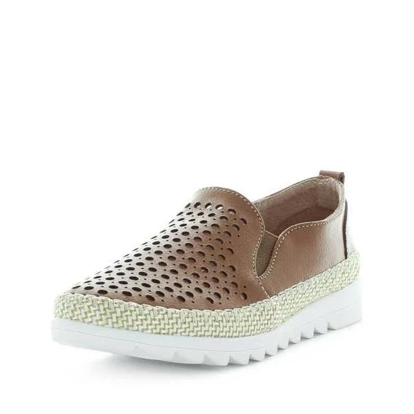 Just Bee Captivate Women Leather Laser-Cut Twim Gusset Slip-On Shoes