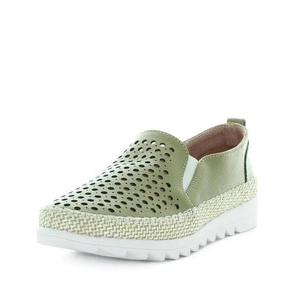 Just Bee Captivate Women Leather Laser-Cut Twim Gusset Slip-On Shoes