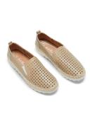 Just Bee Captivate Women Leather Laser-Cut Twim Gusset Slip-On Shoes