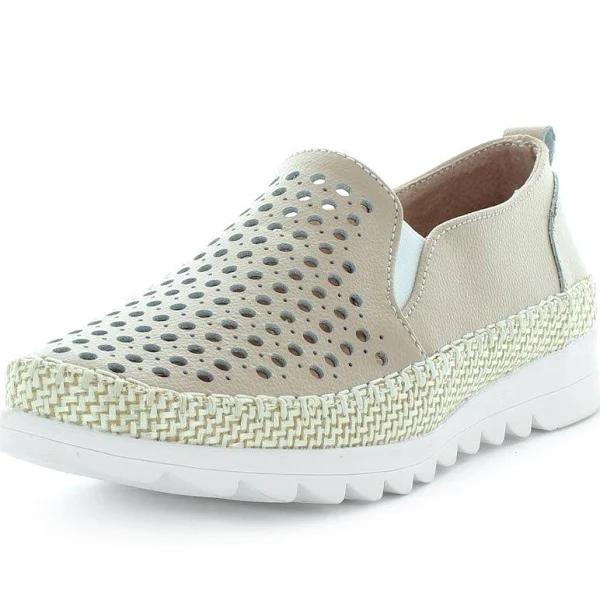 Just Bee Captivate Women Leather Laser-Cut Twim Gusset Slip-On Shoes