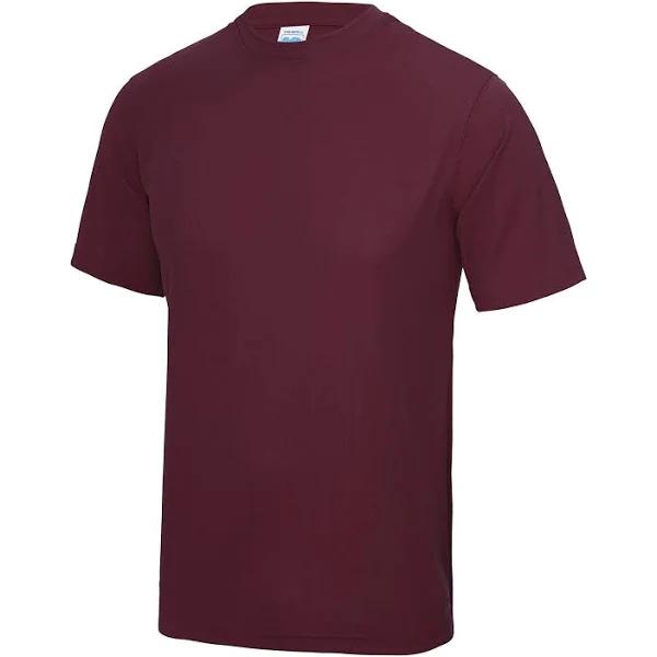 Just Cool Mens Performance Plain T-Shirt Burgundy T-Shirt