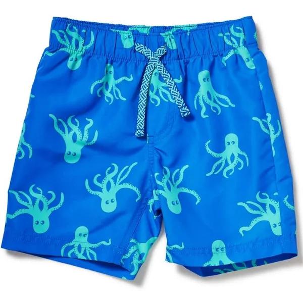 K-D Boys Octopus Print Swim Shorts - Bright Blue - Size 1