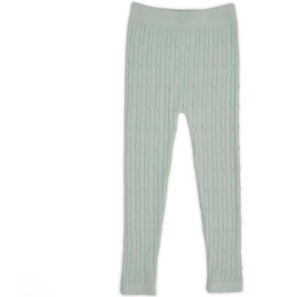 K-D Girls Cable Knit Leggings - Sage Green - Size 5