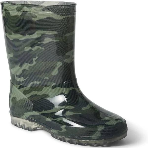 K-D Kids Camo Gumboots - Green - Size 12