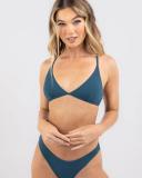 Kaiami Women's Jenny Fixed Triangle Bikini Top in Blue | Size 08