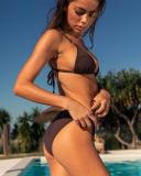 Kaiami Women's Lara Classic Tie Side Bikini Bottom in Brown | Size 10