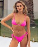 Kaiami Women's Lara Classic Tie Side Bikini Bottom in Pink | Size 16