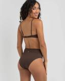 Kaiami Women's Rita High Waisted Bikini Bottom in Brown | Size 08