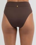 Kaiami Women's Rita High Waisted Bikini Bottom in Brown | Size 08