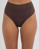 Kaiami Women's Rita High Waisted Bikini Bottom in Brown | Size 08